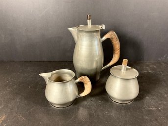 Mid Century Modern Three Piece Pewter Tea Set