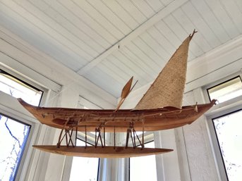 Vintage Hand Made Hawaiian Outrigger Model Boat