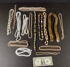 Lot Of Faux Pearls And Beads & Stylish Belt