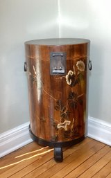 Hand Painted Korean Wooden Hat Box On Carved Base