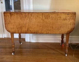 Antique  New England Tiger Maple Drop Leaf Table ( With Custom Pads )