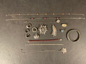 16 Pieces Of Vintage Sterling Silver Jewelry