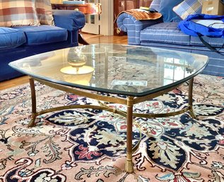 VVintage LaBarge Brass And Heavy Glass Coffee Table