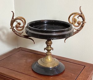 Antique Victorian Bronze And Marble Greek Revival Table Compote