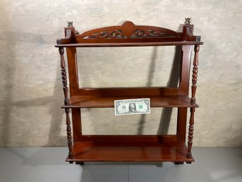 Antique Victorian Walnut Fancy Hanging Shelf
