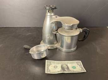 Vintage Heavy Cast Aluminum Vesuviana Table Top Espresso Maker