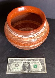 Vintage Sgraffitto Sgned Hand Made Navajo Pot