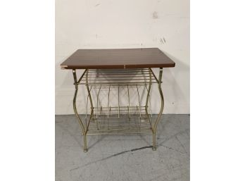 Vintage Record Stand Brass And Laminate Top