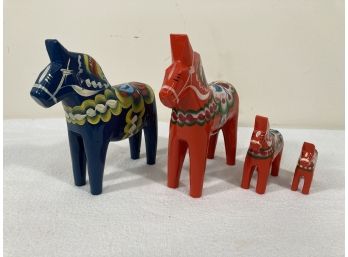 Lot Of 4 Nils Olsson Swedish Hand Painted Horses MCM