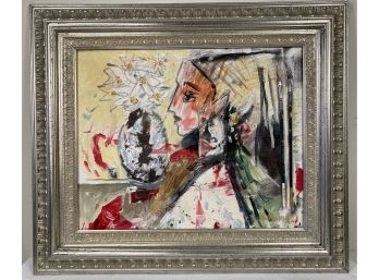 Hal Marcus Mixed Media Painting Seated Female