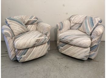 Pair MCM Shelby Williams Designer Preview Swivel Lounge Chairs
