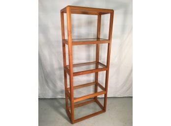 Mid-Century Danish Modern Teak & Glass Etagere Bookcase