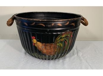 Antique Franklin Hand Painted Fire Place Log Holder