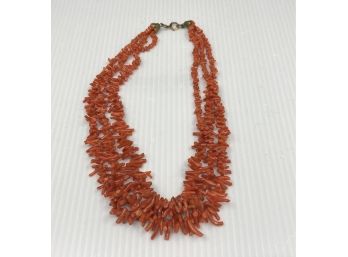 Vintage 3 String Natural Coral Necklace