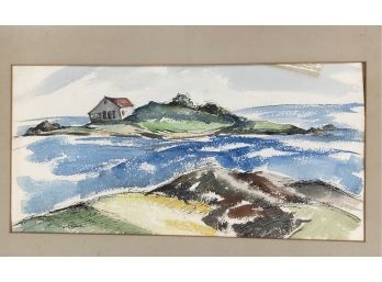 R. Van Cleve Watercolor On Paper Oceanside Scene