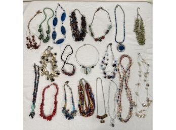 Lot Of Costume Jewelry Necklaces Glass Beads