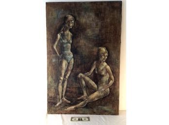 'Waiting For The Dance' Signed Oil Painting On Canvas By The Late Artist Barbara Dahlin