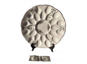 Vintage Italian Pottery Hand Painted Egg Platter, Holds 24 Eggs