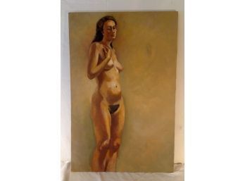 'Considering' Original Female Nude Oil On Canvas Painting By The Late Barbara Dahlin