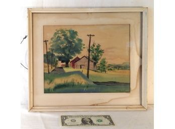 'Nod Road Avon' Watercolor Signed By Clifford Jones Connecticut Artist