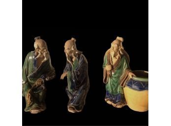 Intricate Mud Men Chinese Pottery Figures