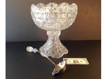 Antique American  Brilliant Period Cut Glass Punch Bowl & Ladle