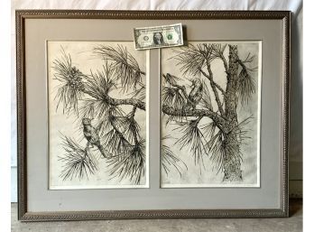Barbara Dahlin Signed Double Etching  Sheltering Pines