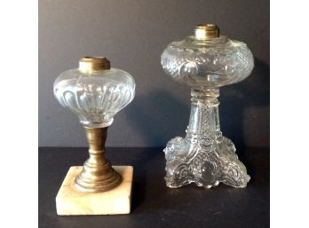 2 Antique Kerosene Or Whale  Oil Lamps