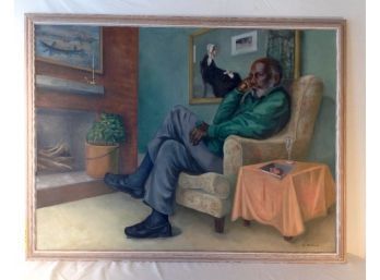 'Thinking Of Anna Matilda' Framed Oil Painting,  Signed By The Late Barbara Dahlin