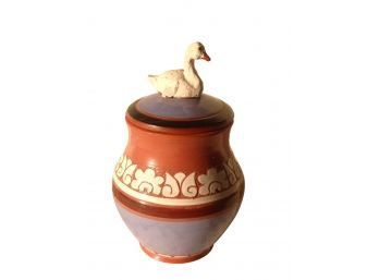 Signed  Hand Thrown Studio Pottery Cache' Covered Vessel.