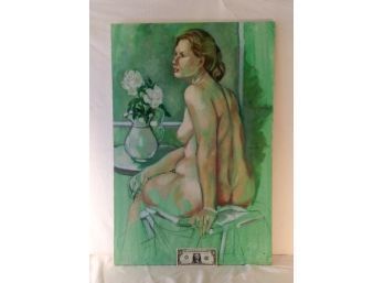 Original Unframed Nude Study Oil On Canvas, By Late Artist, Barbara Dahlin.