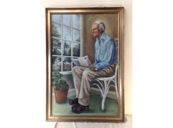 'What's News?' Original Framed  Oil On Canvas, By The Late Artist Barbara Dahlin.