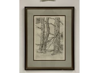 Original  Etching Signed B Dahlin (A/P ) Artist Proof 3 Pines