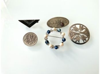 5 Vintage Sterling Pins & Brooches