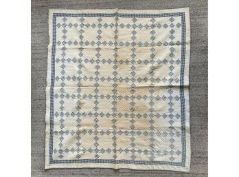 64 X 74 Antique New England Puzzle Box Blue Patchwork Quilt