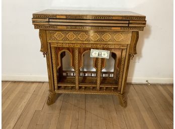 Vintage Middle Eastern Inlayed Flip Top Games Table