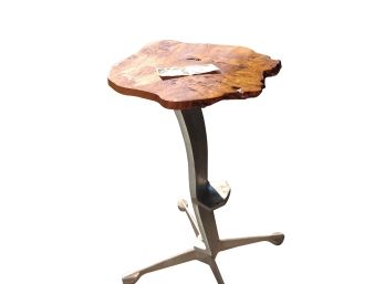 Alternative Industrial Design Live Edge Wood And Brushed Aluminum Table