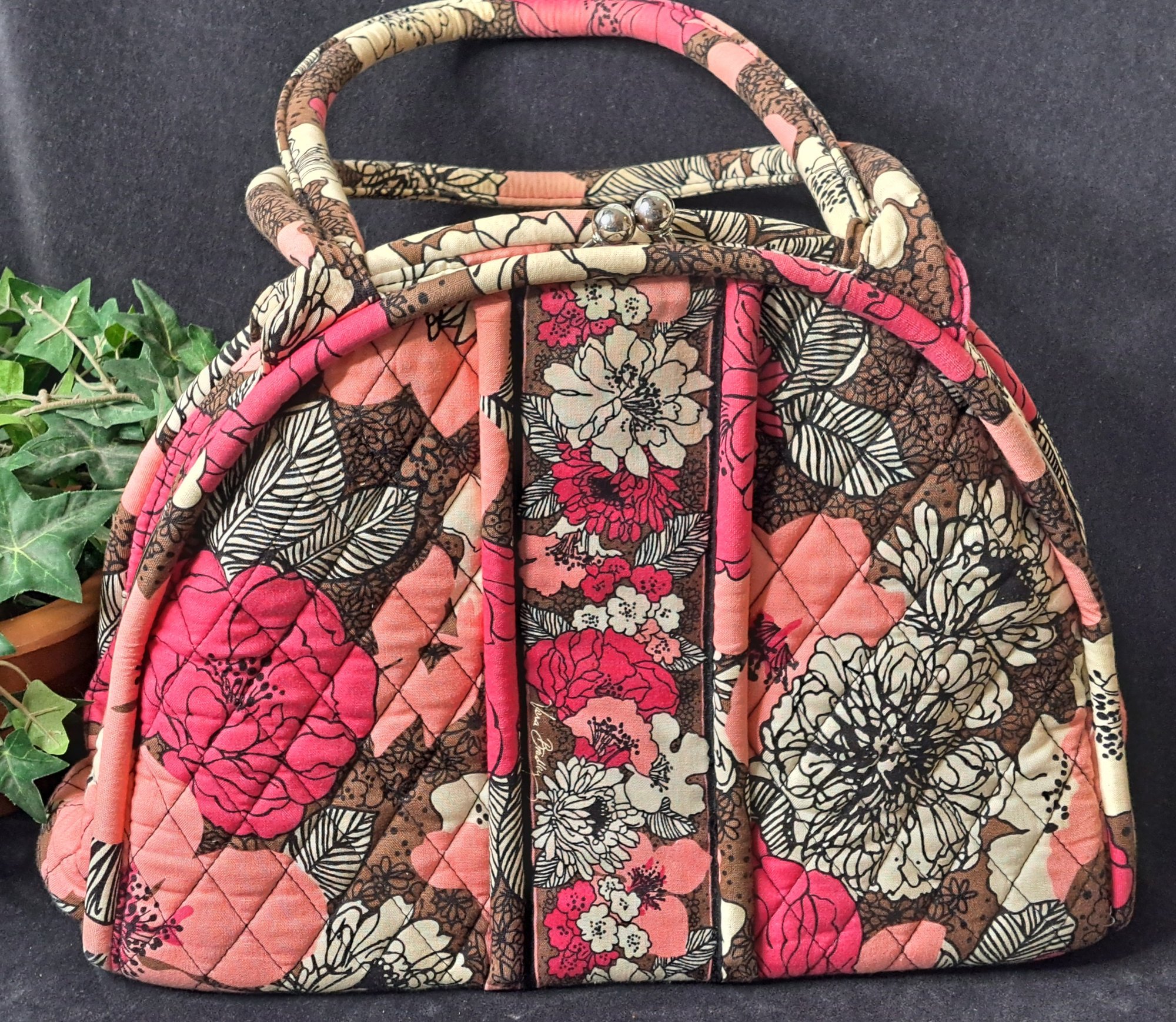 Vera Bradley Pink And Black Floral Bag #7255