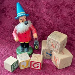 Vintage Blocks And Vintage German Incense Smoker ( As Is )