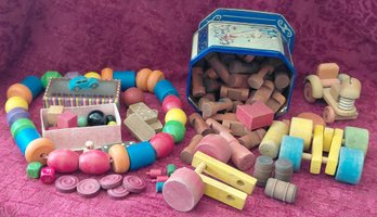 Huge Vintage Collection Of Toys Including Lincoln Logs, Marbles Wooden Beads And More