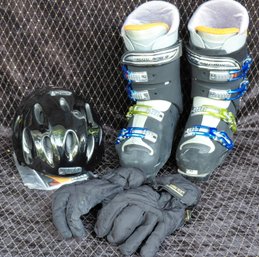 Ski & Snow Sport Gear Collection  Salomon X-Wave Boots, Giro Helmet, Gore-Tex Gloves & Samsonite Travel Bag