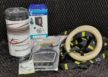 Fitness & Recovery Essentials Lot With Gymnastics Rings, ASO Ankle Brace & Training Accessories