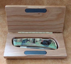 Wild Turkey Wildlife Folding Pocket Knife In Wooden Presentation Box