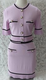 Lovers And Friends Pink & Black Pearl Button Knit Skirt Suit Two-Piece Set Size M NWT