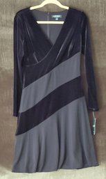 Lauren Ralph Lauren Black Velvet Mixed-Texture Dress  NWT  Size 6  $150 MSRP