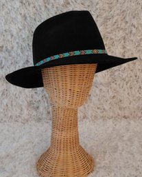 Priest Hat Co. Eagle Idaho Black Western Cowboy Hat  Beaded Turquoise-Color Hatband