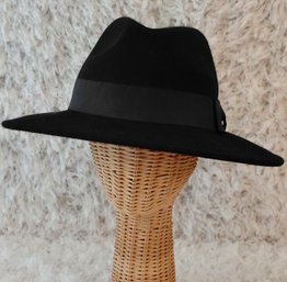Charming Charlie Black 100% Wool Wide Brim Fedora Hat  One Size