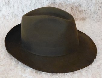 Original Kanguroo Waterproof Italian Fur Felt Fedora  Dark Olive  Size 62  Made In Italy
