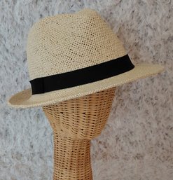 14th & Union Woven Straw Fedora Hat  Natural With Black Band  One Size