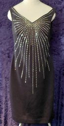 Calvin Klein Black Rhinestone Starburst Sheath Cocktail Dress – Size 10